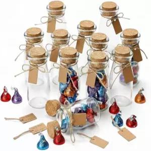뚜껑이 달린 오티스 클래식 작은 유리병 - 할로윈 장식용 코르크가 미니 12개 세트 가을 장식 결혼식 및
