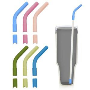 [미국배송] 12개의 실리콘 빨대 팁과 하단 슬리브가 있는 재사용 가능한 금속 식품용 팁 고무 스탠리 컵 텀블러용 플렉스 엘보우 커버 직경 8-10MM 빨대용