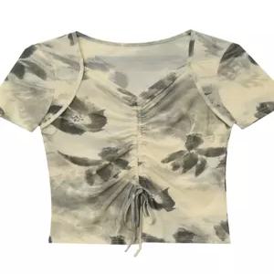 여성 라인댄스상의 라틴 사교 연습 스포츠 줌바 댄스복 방송 무대의상 가슴셔링