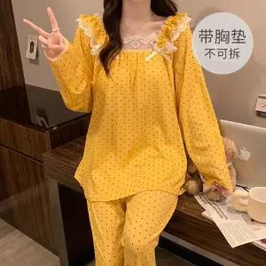 옥뚜브레 커플잠옷세트 면라이크 파자마 가을 긴팔 긴바지 와이드 빅사이즈 실내복 UNO3