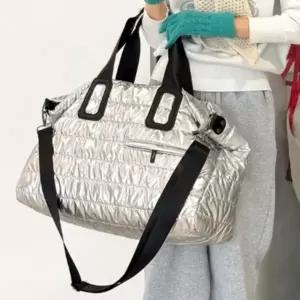 (색상 실버)여행 용 보조 대형 1박 옷 짐 가방 보스턴 백 실버