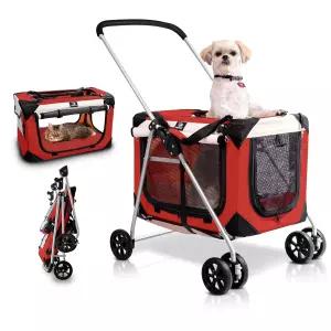 펫럽 반려동물 유모차 고양이 2마리 소형견부터 중형견까지최대 45파운드 분리 가능한 부드러운 측면