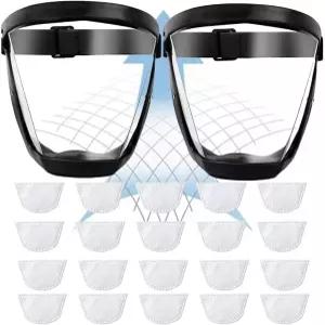 펀럭 2pcs 슈퍼 프로텍션 페이스 쉴드 목공용 마스크 먼지 및 이물질 보호에 적합 풀 잡초 제거용 고화질