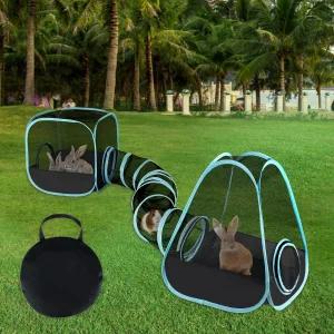 터널 진도어 래빗 플레이펜 통기성 있고 투명한 난쟁이 튜브 팝 오픈 텐트 페럿 작은 동물 토끼 운동 실내