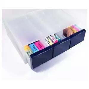 다용도 멀티서랍 사무용정리박스 오피스함 3단 군청