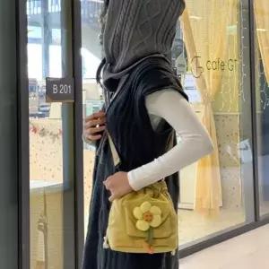 여성 미니 플라워 복조리 크로스 백 버킷백 가방