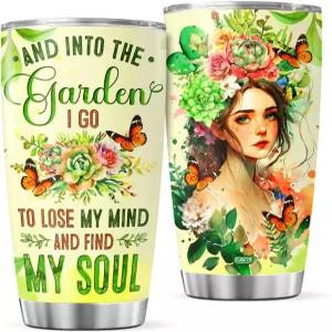 큐빅 가드닝 커피 텀블러 여행용 머그컵 뚜껑 달린 귀여운 생일 선물 여자 10대 여성 친구 엄마 할머니