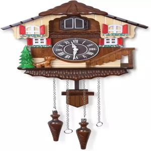 켄달 뻐꾸기 시계 대형 빈티지 벽시계 수작업 나무 집 장식 앞에서 노래하는 새와 개 CC521