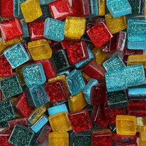 가정 장식이나 DIY 공예를 위한 혼합 색상 모자이크 유리 타일 샤인 크리스탈 조각 벌크 정사각형 글리터