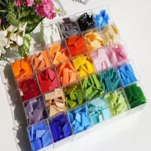 모자이크 공예용 라니야니 대형 유리 타일 1.3파운드/250피스 밝은 불투명 스테인드글라스 DIY 취미용 홈