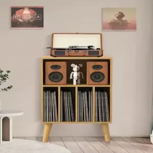 턴테이블 원목 선반 인테리어 받침대 협탁 랙 레코드판 플레이어 거실 보관 우드 빈티지