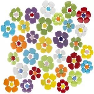 유웨이 스타일 공예용 꽃잎 모자이크 타일 대량 1파운드 용품 정원 장식용 꽃 유리 DIY 공예품