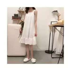 루미나D 순면 프릴 나시 원피스 잠옷 여성 홈웨어 가정용 주방용