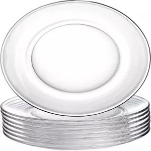 WUWEOT 8팩 유리 디저트 접시 7.5인치 투명 샐러드 및 애피타이저 스낵 과일 디너 식기 식기세척기 사용