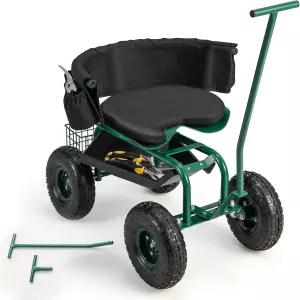 바퀴가 달린 퍼니가 롤링 가든 시트 360° 회전 시트가 있는 카트 교체 가능한 손잡이와 탈착식 쿠션이