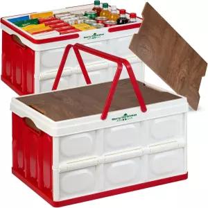 MBJRFU 보관함 50L 2팩 나무 뚜껑과 손잡이가 있는 접이식 DIY용 크리스마스 스티커 홀리데이 장식용