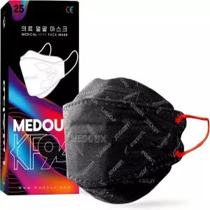 메두 3D 플러스 일회용 페이스 마스크 [상자당 25개] 5겹 95 여과 통기성 및 편안함 사이즈