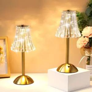 릴리풀 1개 무선 테이블 램프 충전식 터치 LED 소형 골드 휴대용 배터리 작동 USB-c 데스크 3색 침실 거실