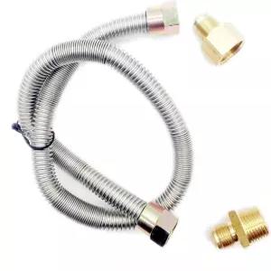 METER STAR 프로판 파이어 피트 휘슬 프리 플렉스 라인 - 스테인리스 스틸(길이 24인치) 1/2인치 NPT 남성