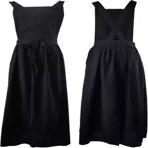 로소파 플리츠 코튼 롱 에이프런 X 백 키친 가든 플로리스트 작업복 빕 드레스