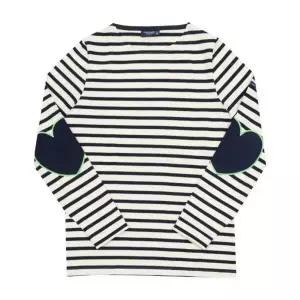 [세인트제임스] 여성 긴팔티 스트라이프 엘보 하트 패치 151801947