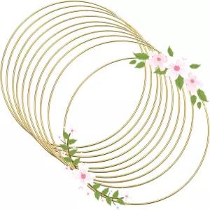 10Pcs 골드 마크라메 드림 캐처 링 벽걸이 공예품용 베투어 메탈 후프 DIY 플로럴 결혼식 화환 장식용