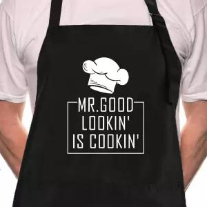 로소즈 펀니 바비큐 블랙 셰프 남성용 앞치마 미스터 굿룩킹은 쿠킹 포켓 방수 오일 프루프가 있는 조절식