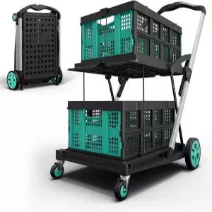 바퀴 달린 실리타 접이식 쇼핑 카트 수납 상자 2개가 200파운드 용량의 식료품 8-in-1 풋 브레이크가