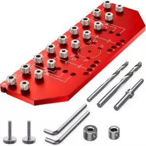 구멍 선반 핀 지그 및 힌지 2-in-1 (개선된 버전) - 1/4인치(6mm) 5mm 페그 35mm 캐비닛 드릴링 알루미늄