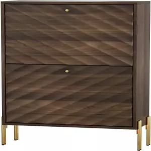 텍스처가 있는 대각선 문이 알고로하인 신발 보관 캐비닛 2 플립 서랍 입구용 호두 좁은 보관함 독립형