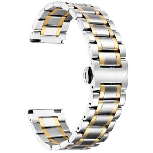 [미국배송] 빈룬 스테인리스 스틸 시계 밴드 퀵 릴리스 12MM-24MM 범용 금속 교체 스트랩 스마트워치 팔찌 링크 스트레이트 및 커브드 엔드 남성 여성 6가지 색상(실버-골드 21MM)