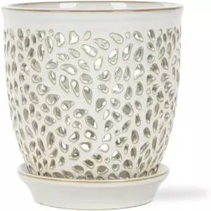 구멍이 뚫린 마마 코지 라이프 우아한 난초 냄비 화분용 대형 6.5인치 프리미엄 도자기 분리형 접시가 있는