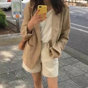 여성 자켓 마 린넨 내추럴 정장 오피스룩 봄여름가을 베이지