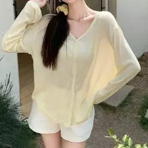 여성 긴팔 가디건 시스루 루즈핏 레이어드룩 여름 데일리 4컬러