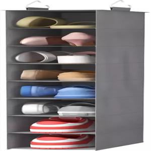 옷장용 라이프윗 8 섹션 걸이 신발 정리함 두 개의 튼튼한 옷걸이가 있는 접이식 패브릭 보관함 옷장 및