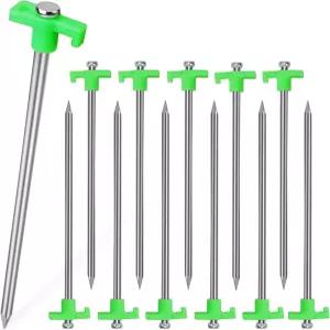 PR1ME 텐트 스테이크스 12팩 아연 도금 비러스트 패밀리 팝업 가정용 페그 헤비 듀티 야드 뒷마당 캐노피