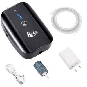 배터리 에어 스톤, USB 담수 염수 어댑터가 펌프(1-100갤런 1.7W) 케이블 AQQA 장착된 경우 탱크용 휴대용 탱크의 펌프, 기포 수족관 및 충전식 튜브, 산소