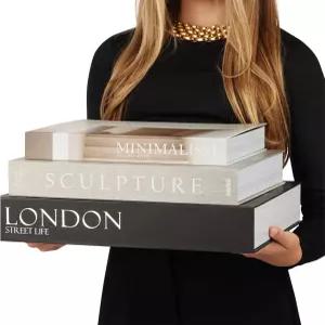 오리치오 오버사이즈 장식용 커피 테이블북 3종 세트 - 원격 상자 우편물 보관 열쇠 홈 스테이징