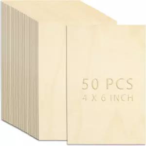 Jingmer 50팩 미완성 목재 조각 공예용 4 x 6 인치 얇은 합판 사각형 DIY 장식용 시트 베이스우드 나무