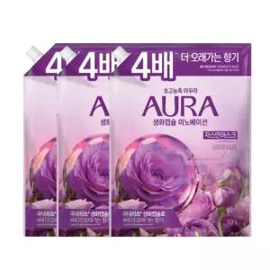 아우라 생화캡슐 초고농축 섬유유연제 리필 1.7L 자스민머스크 3개