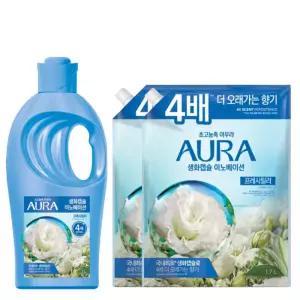 아우라 생화캡슐 섬유유연제 프레시릴리 1L + 1.7L x 2개