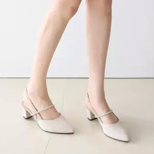 국내제작 국산 스트랩 슬링백 비즈포인트 뮬 미들힐Y