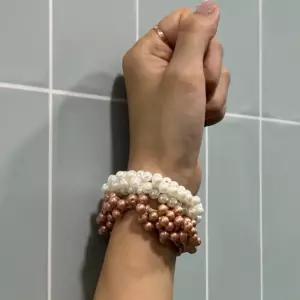 여성용 진주 머리끈 샴페인펄 묶음머리 고무줄 곱창밴드 헤어액세서리 헤어끈