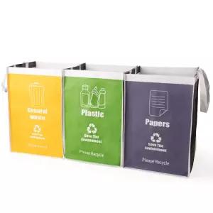 주방용 베베스타 재활용 쓰레기통 봉투 가정용 정리 바구니 방수 구획 용기 - Yellow Blue Green 3PCS