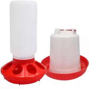 럭키팜 병아리 모이통 및 급수 키트 1L 드링커 닭 육계용 피더 그리고 새 메추라기 비둘기