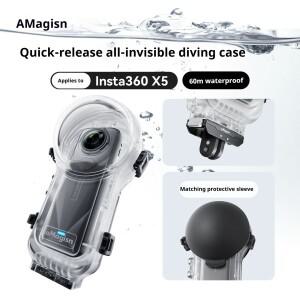 인스타360 X5 AMagisn 60m 방수 케이스 퀵 릴리즈 마운트 다이빙 하우징 렌즈 후드 카메라 액세서리