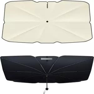 [년 업그레이드] 차량용 접이식 앞유리 자외선 차단제 보호 우산 및 열 손상 매체(57 x 33 )