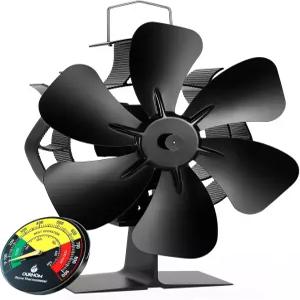 아홈 우드 스토브 팬 높은 풍량을 가진 60° 좌우 회전 온도계로 진동하는 열 구동 벽난로 비전기 액세서리