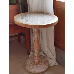 엔틱 빈티지 식탁 고재 기둥 로마 레스토랑 우드 44 5x44 5x61 5cm 원탁 다이닝