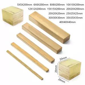 구리봉 황동봉 신주봉 황동 사각 막대 얇은 사중주 스트립 솔리드 스틱 메탈 큐브 직경 5mm 6mm 8mm 10mm 1